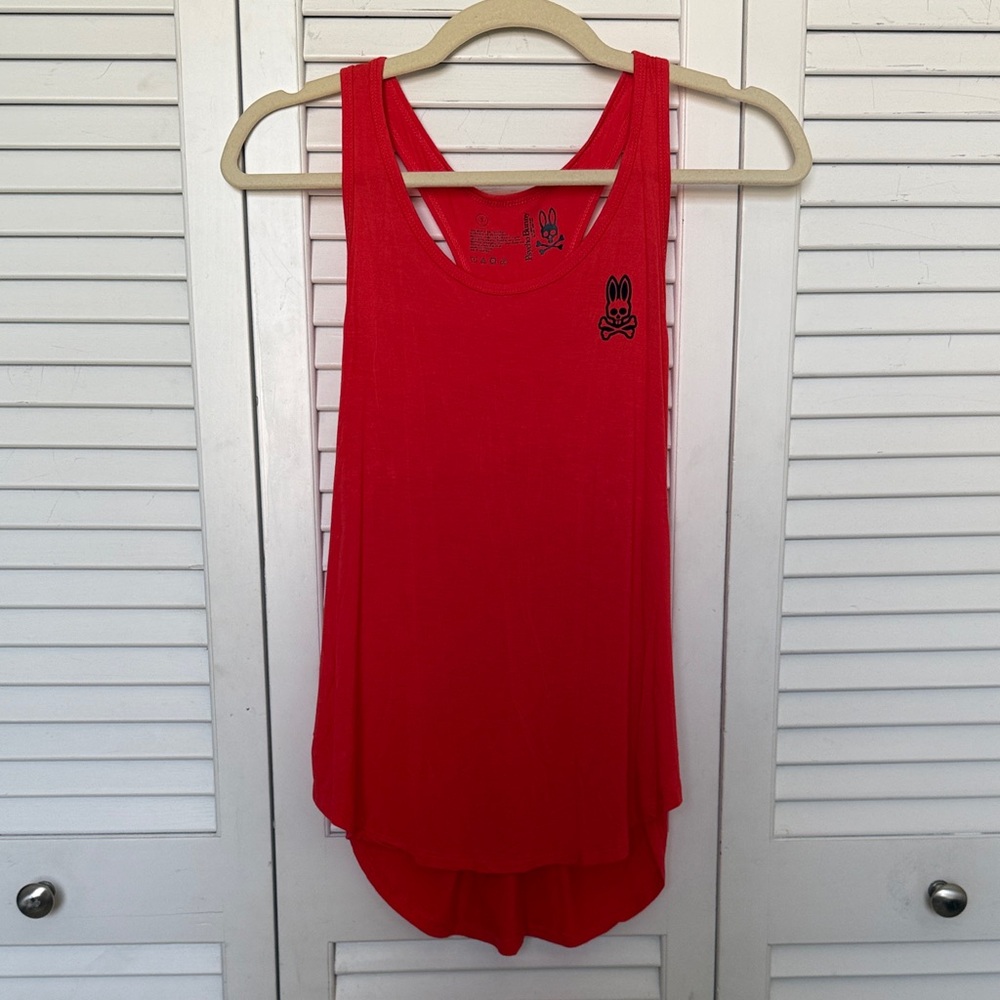 Red Orange Psycho Bunny Slouchy Tank Top